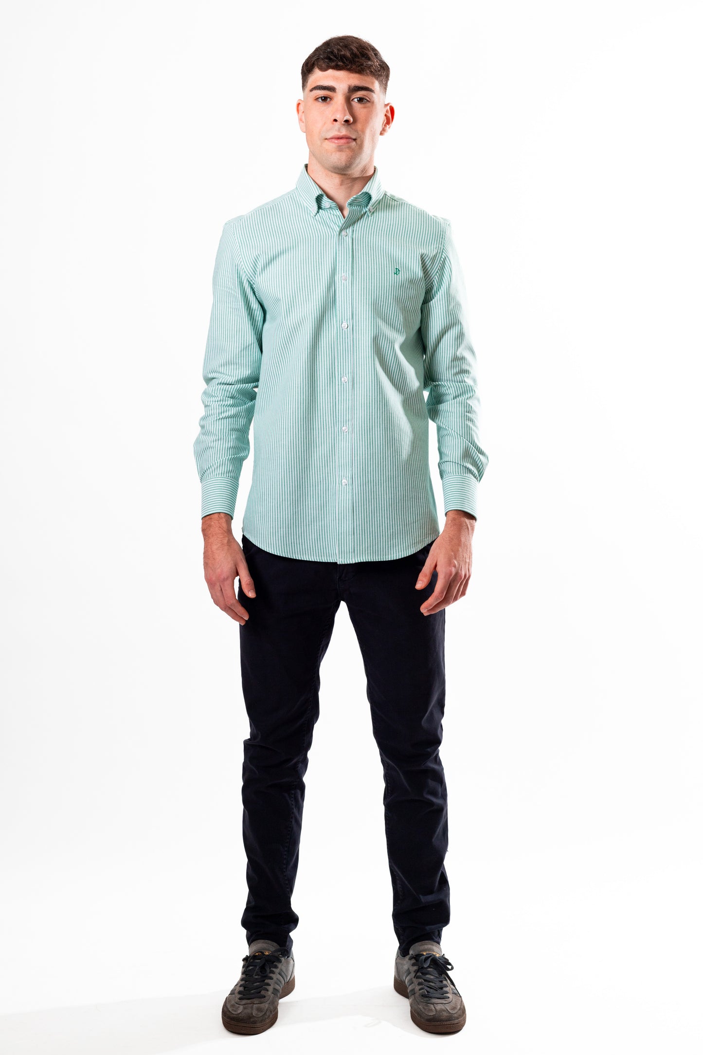 CAMISA OXFORD RAYAS VERDE