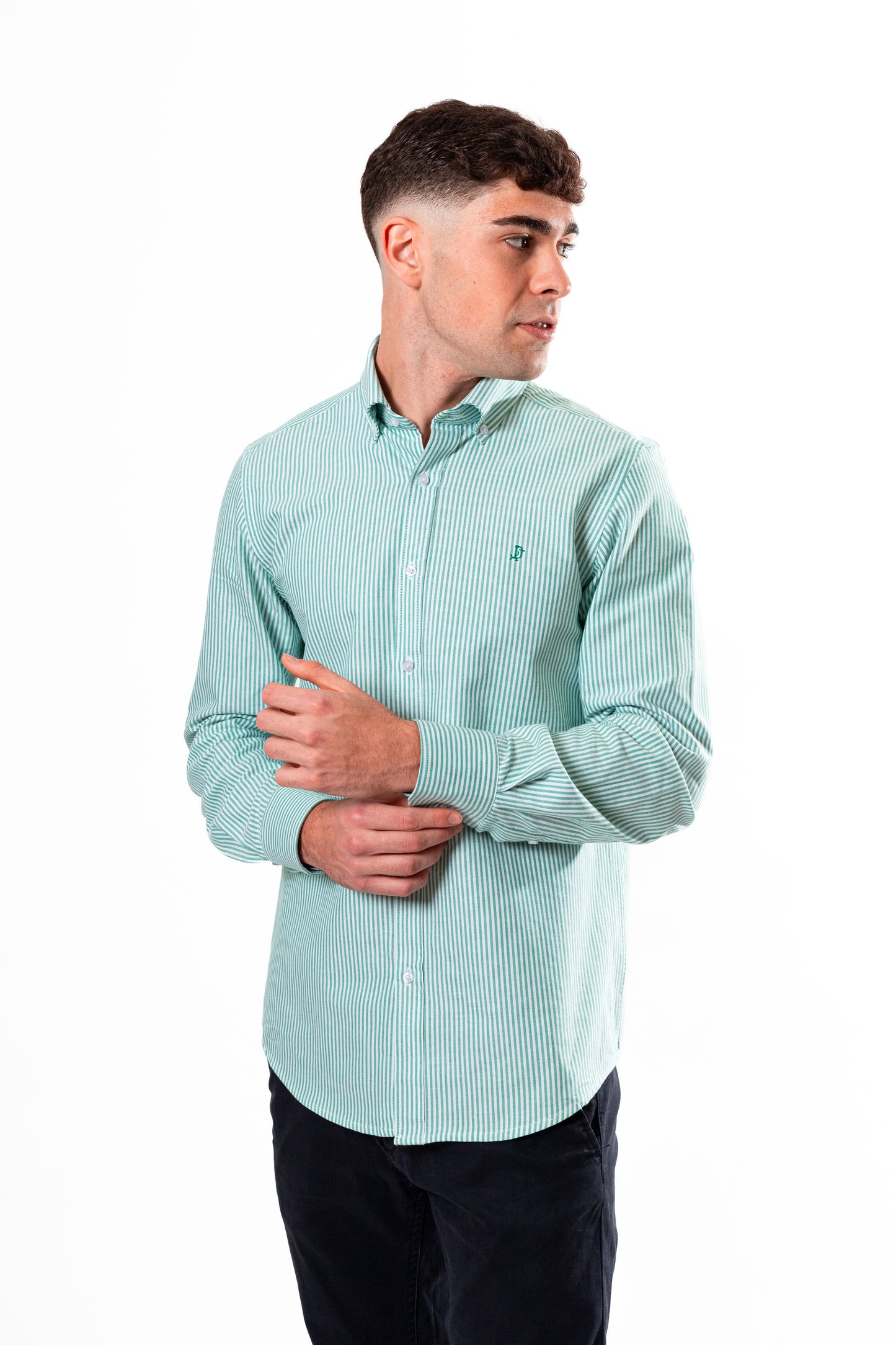 CAMISA OXFORD RAYAS VERDE