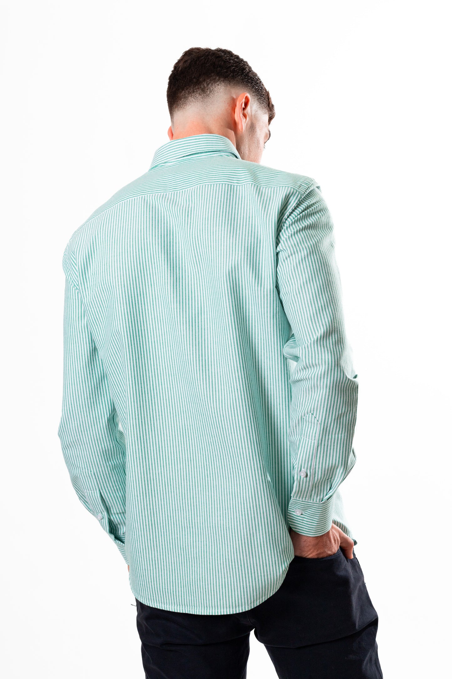 CAMISA OXFORD RAYAS VERDE