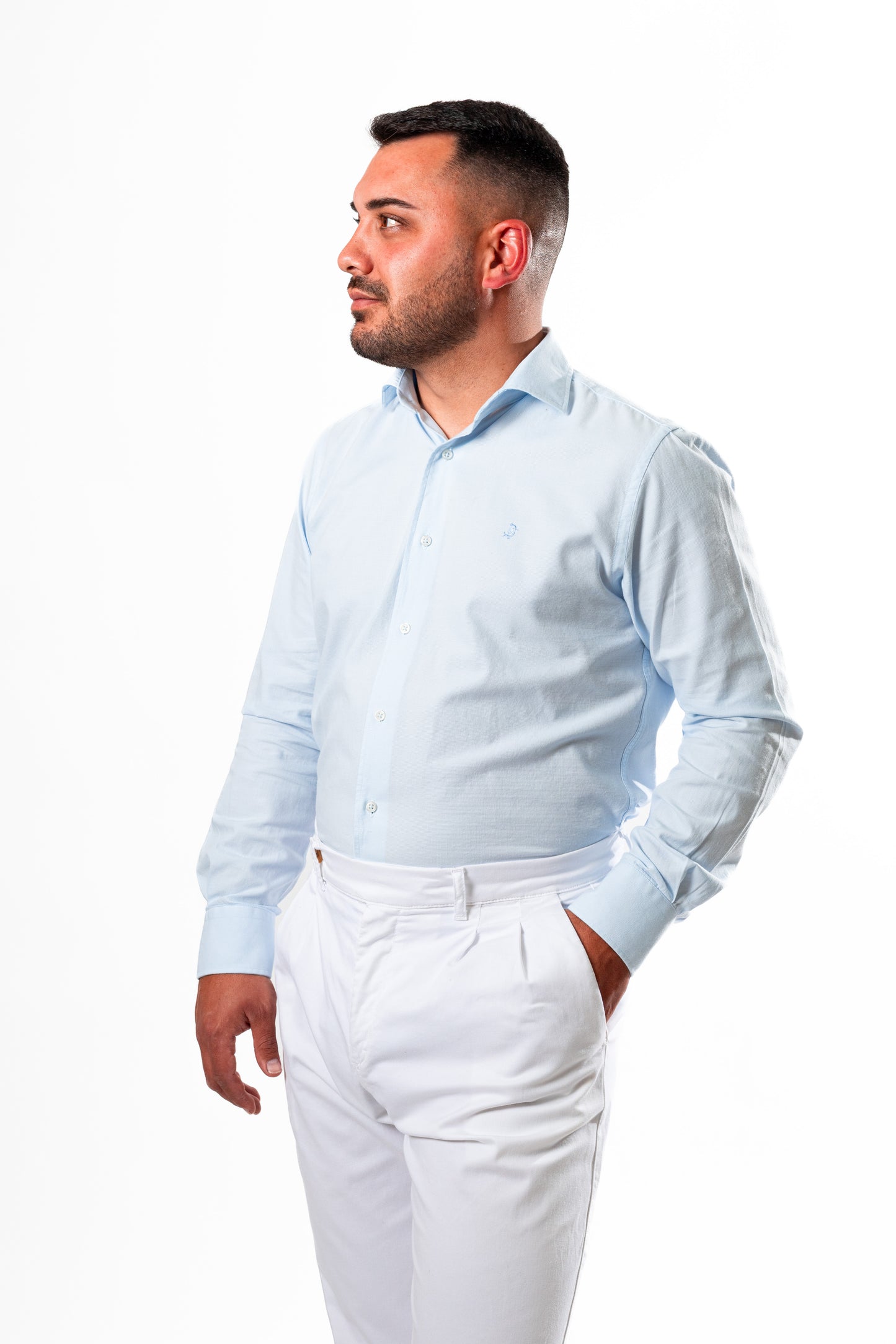 CAMISA MINIESTRUCTURA CELESTE