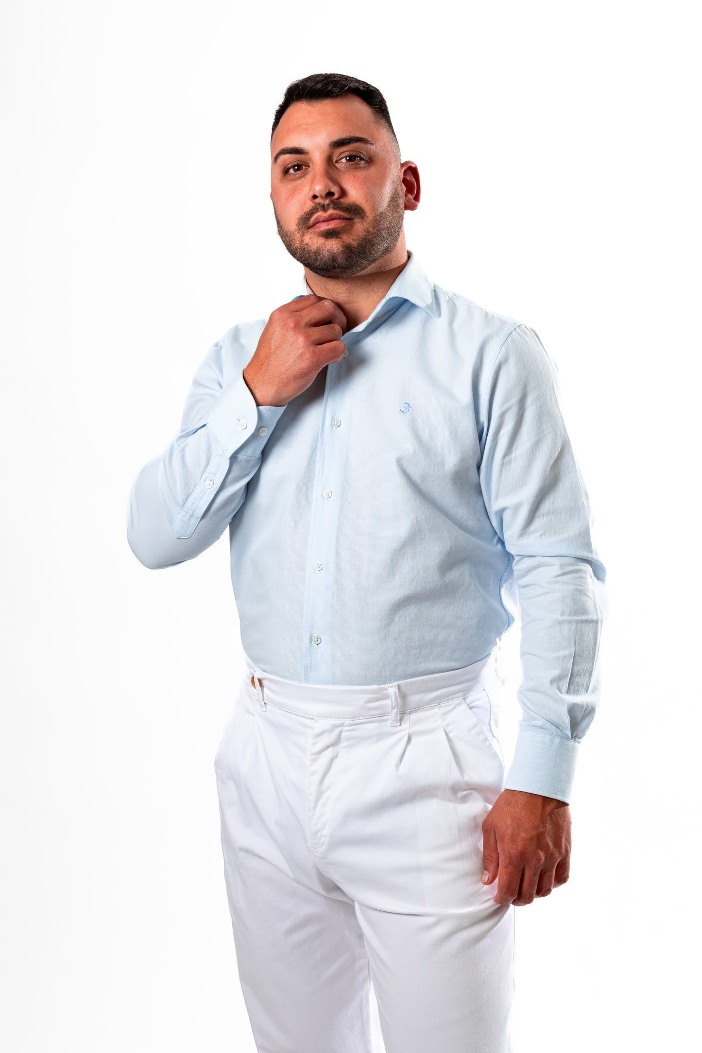 CAMISA MINIESTRUCTURA CELESTE