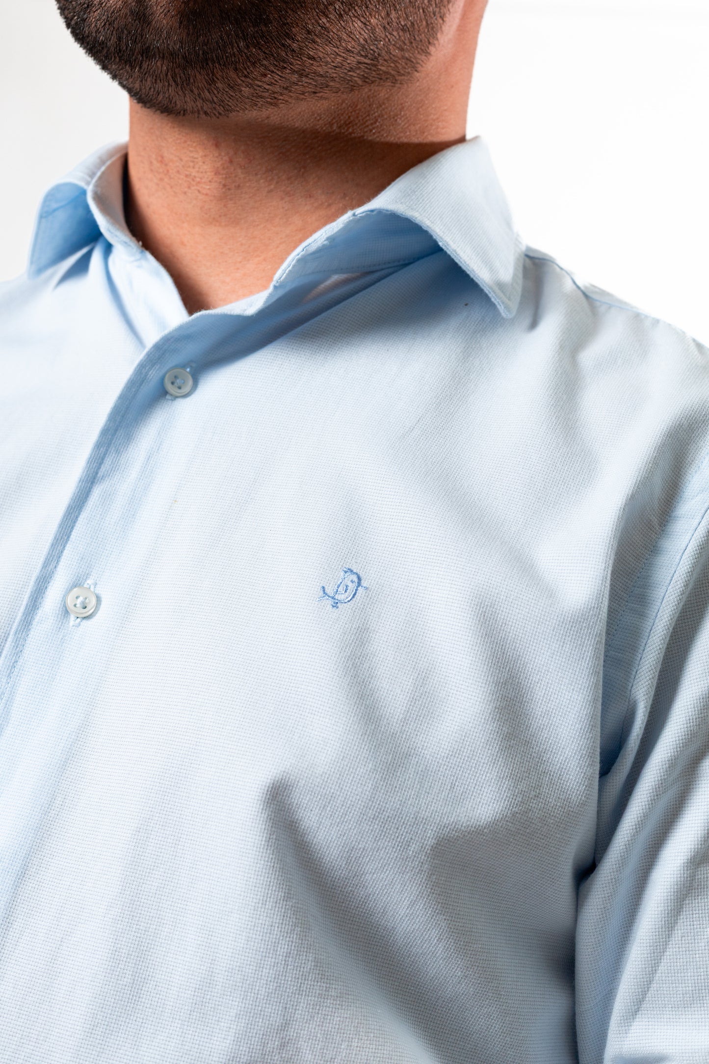 CAMISA MINIESTRUCTURA CELESTE