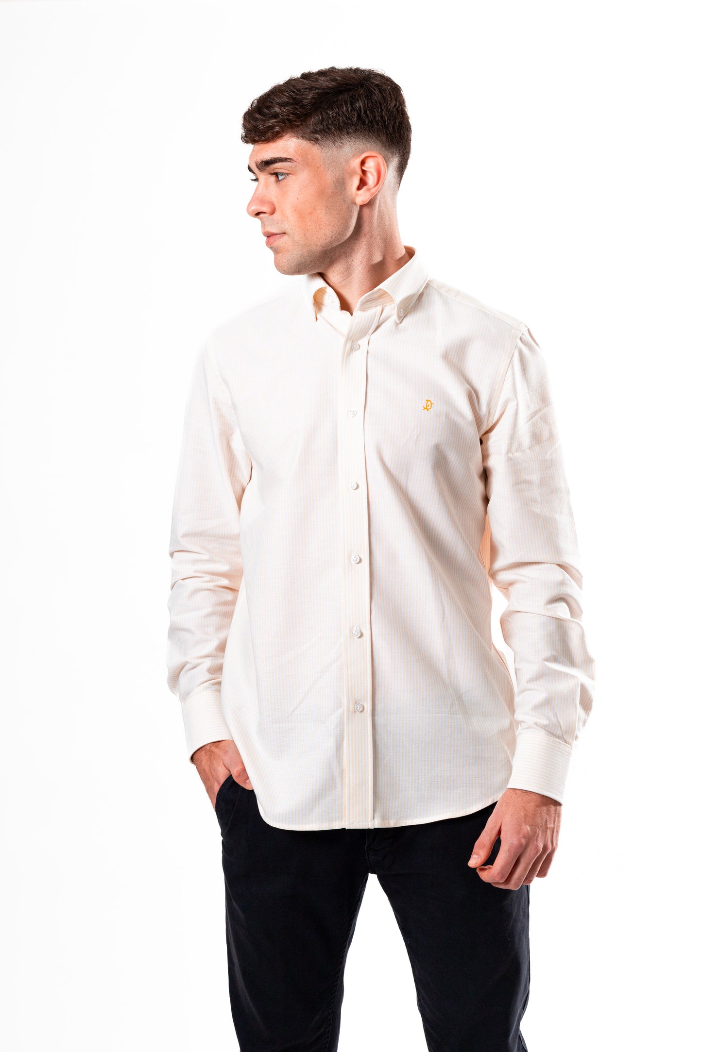 CAMISA OXFORD RAYAS AMARILLA