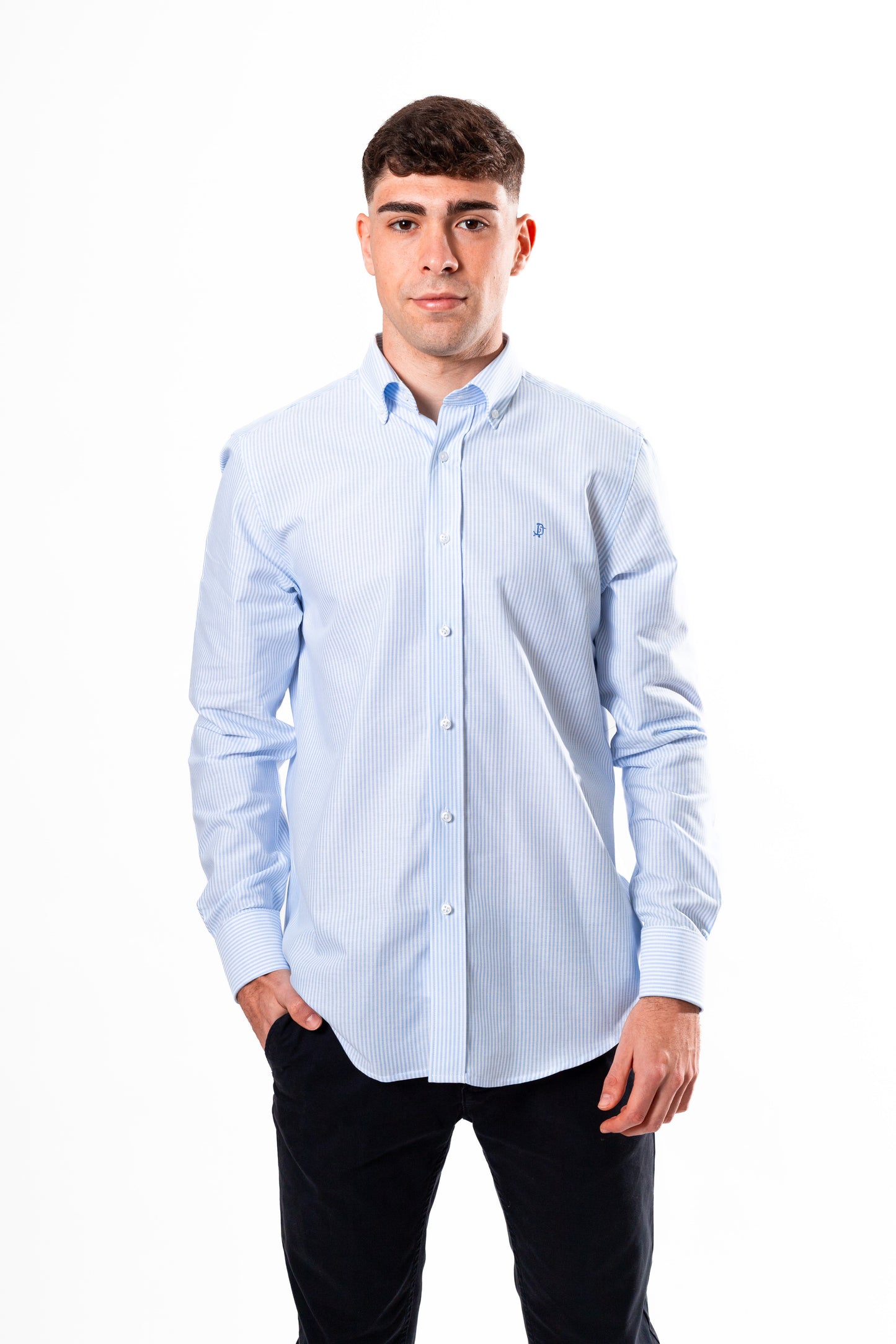 CAMISA OXFORD RAYAS AZUL
