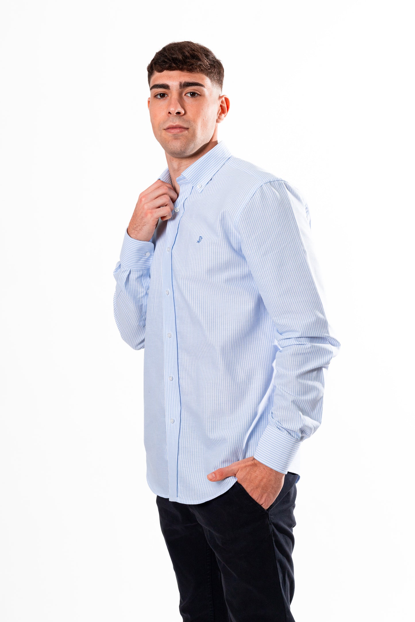 CAMISA OXFORD RAYAS AZUL